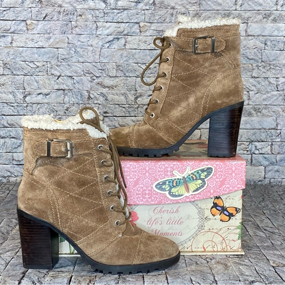 Ivanka Trump Leather Ankle Boots Faux Fur Lined Size 7